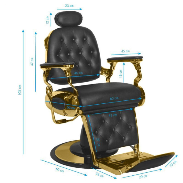 Fauteuil Barbier Francesco Or & Noir – Style Prestige & Réglages Pro 