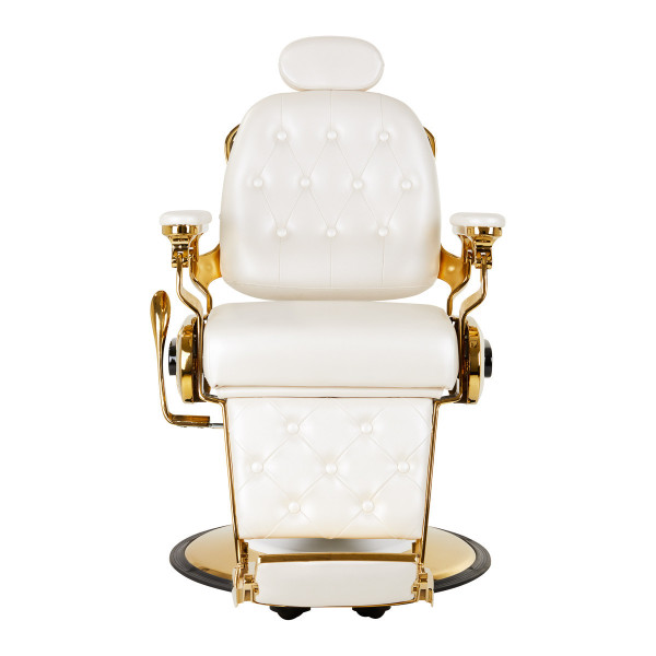Fauteuil Barbier Impérial Gold & White – Élégance Royale & Raffinement Absolu 