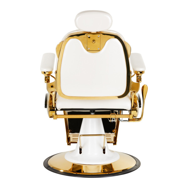 Fauteuil Barbier Impérial Gold & White – Élégance Royale & Raffinement Absolu 