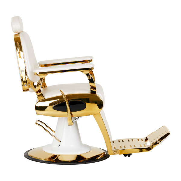 Fauteuil Barbier Impérial Gold & White – Élégance Royale & Raffinement Absolu 