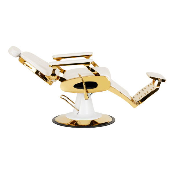 Fauteuil Barbier Impérial Gold & White – Élégance Royale & Raffinement Absolu 