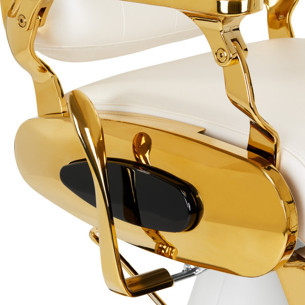 Fauteuil Barbier Impérial Gold & White – Élégance Royale & Raffinement Absolu 