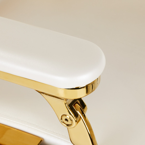 Fauteuil Barbier Impérial Gold & White – Élégance Royale & Raffinement Absolu 