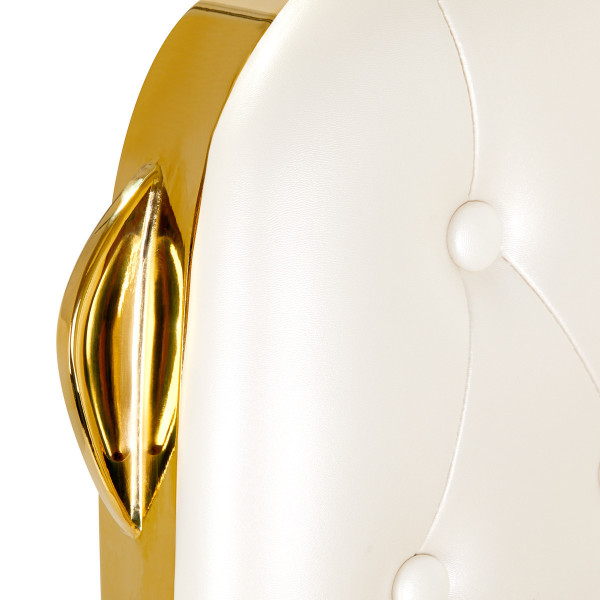 Fauteuil Barbier Impérial Gold & White – Élégance Royale & Raffinement Absolu 
