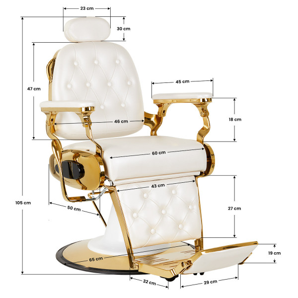 Fauteuil Barbier Impérial Gold & White – Élégance Royale & Raffinement Absolu 