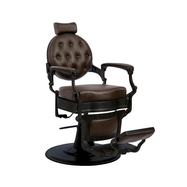 Fauteuil Barbier Florence Marron Foncé – Style Vintage & Structure Noire