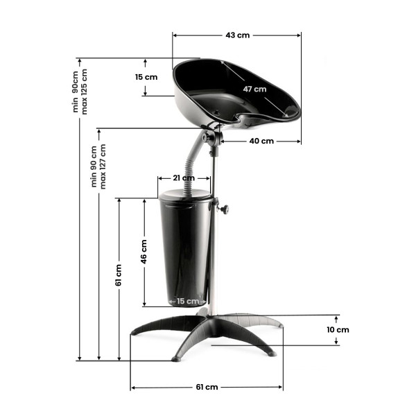 Bac a Shampoing Bac à shampoing Nero mobile réservoir 