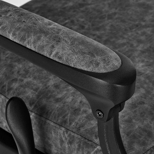 Fauteuil Barbier Cavalese Vieux Cuir Gris – Style Vintage & Confort Pro 