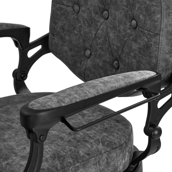 Fauteuil Barbier Cavalese Vieux Cuir Gris – Style Vintage & Confort Pro 