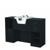 Poste barbier noir mat – rangement & vasque pro