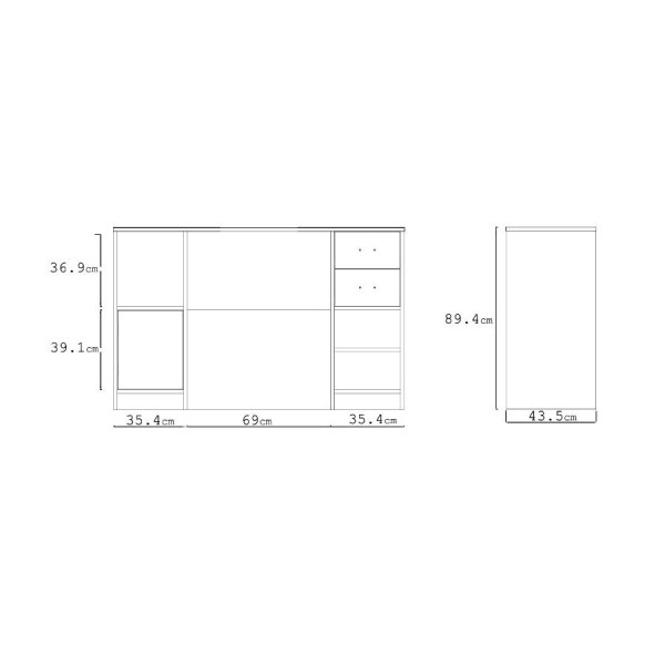 Station coiffage barbershop 8B LED Noyer Foncé – miroir rond & rangements
