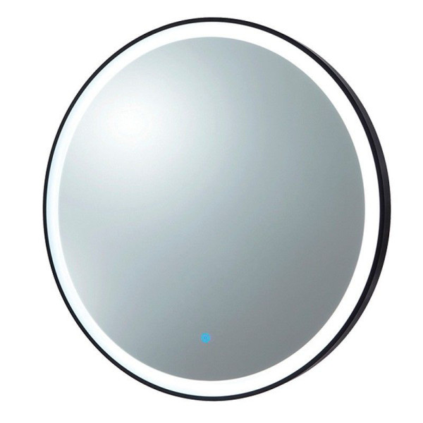 Station coiffage barbershop 8B LED Noyer Foncé – miroir rond & rangements