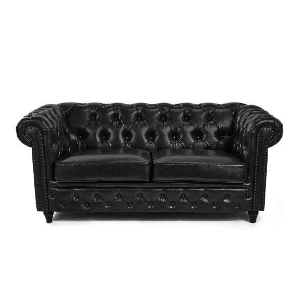 Canapé d’Attente Dock Noir – Style Chesterfield Haut de Gamme 