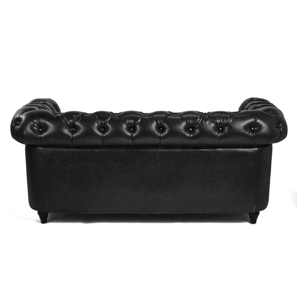 Canapé d’Attente Dock Noir – Style Chesterfield Haut de Gamme 