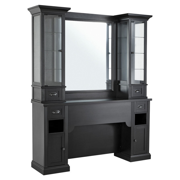 Poste de Coiffage Barbier WILLIAM 2B – Noir Rétro Premium avec Vitrines 