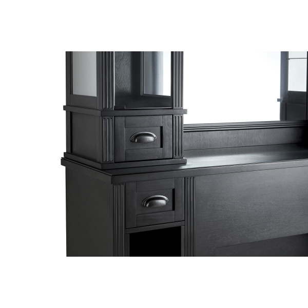 Poste de Coiffage Barbier WILLIAM 2B – Noir Rétro Premium avec Vitrines 