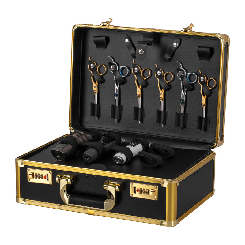 Valise de Barbier Noir & Doré 