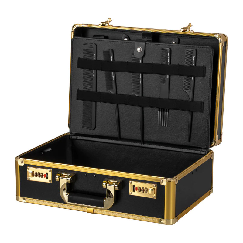 Valise de Barbier Noir & Doré 