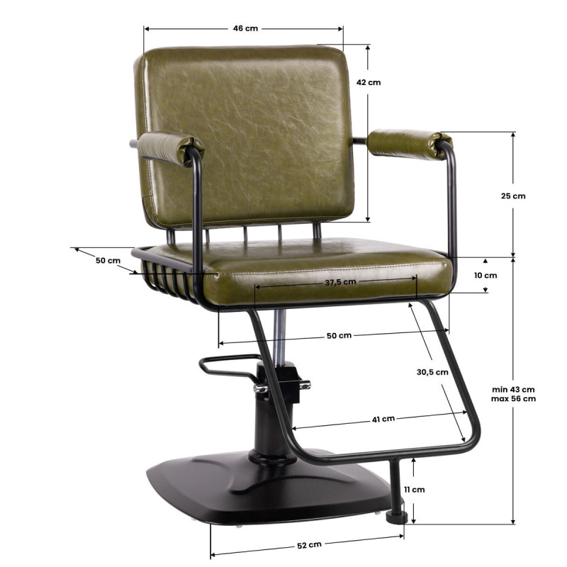 Chaise de coiffure gabbiano catania loft vert 