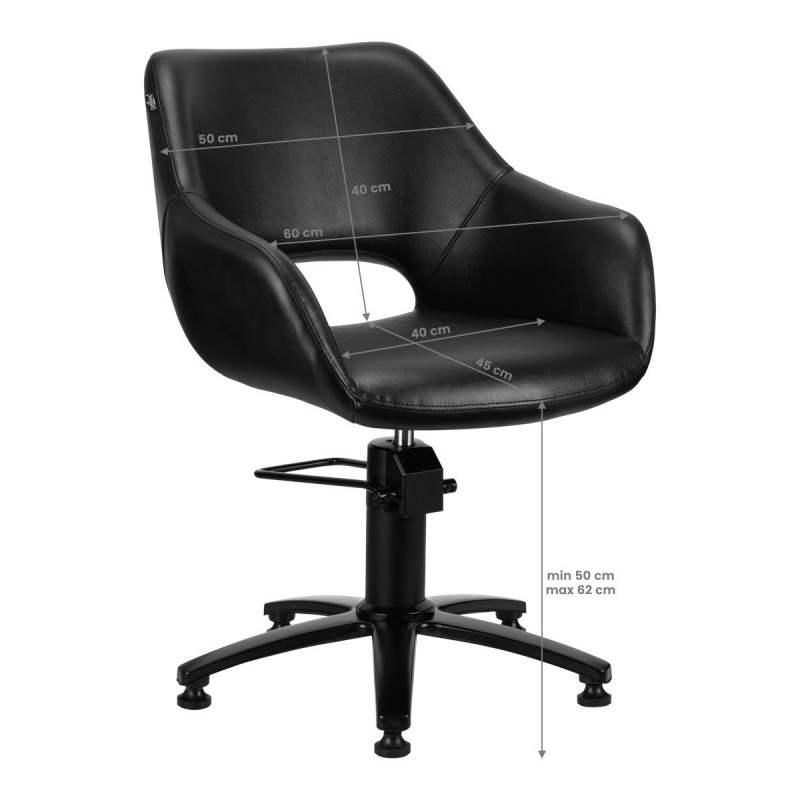 Fauteuil de coiffure gabbiano lima noir 