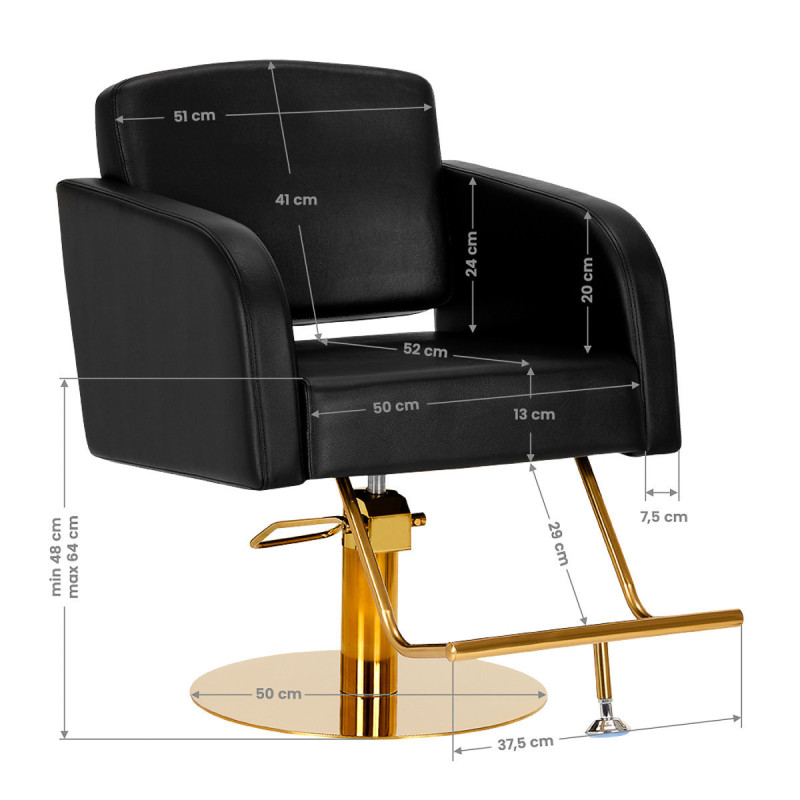 Chaise de coiffure gabbiano turin or noir 