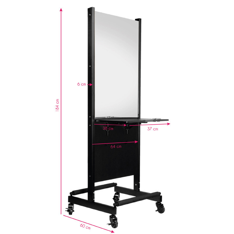 Coiffeuse console coiffure mobile double face noir 
