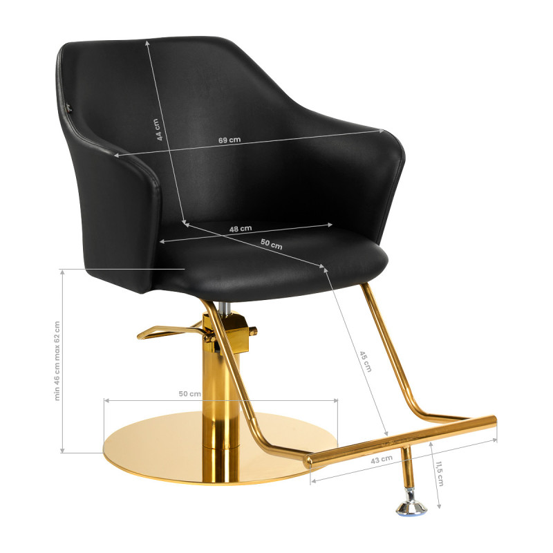 Chaise de coiffure gabbiano marbella or noir 